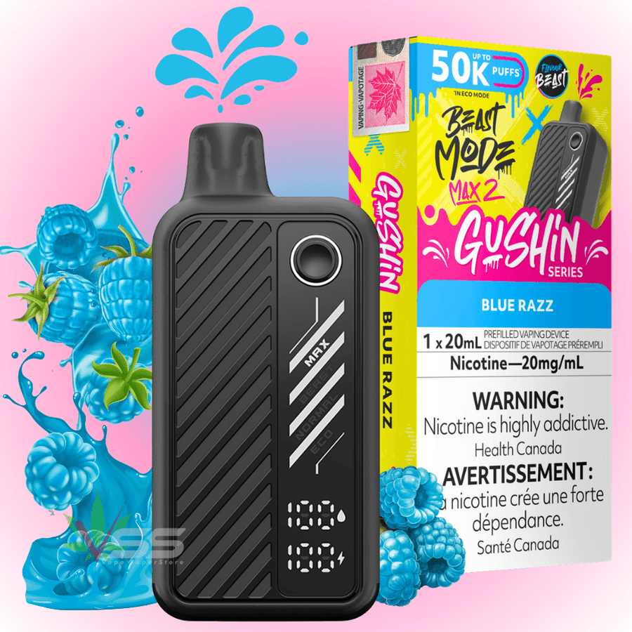 Flavour Beast Beast Mode Max 2 50K Disposable Vape-Bomb Blue Razz Vapexcape Vape and Bong Shop Regina Saskatchewan