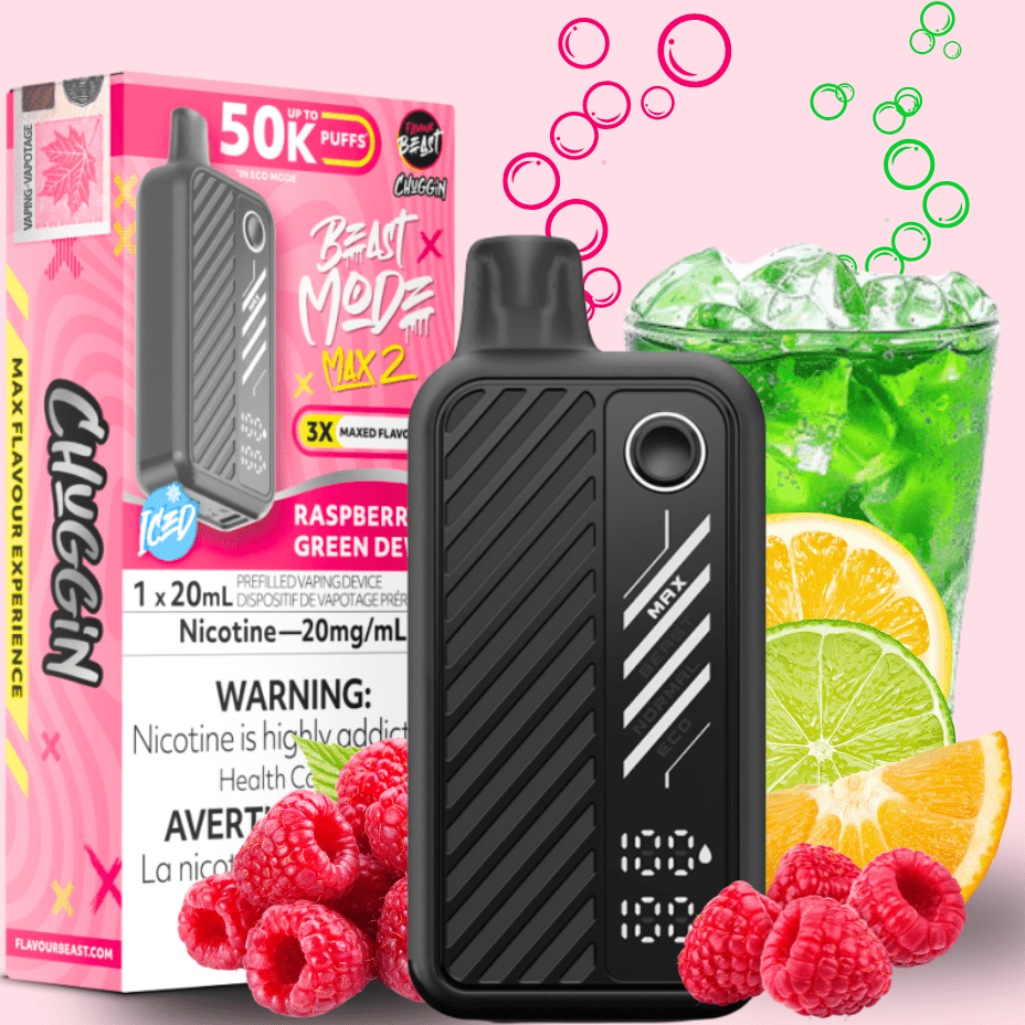 Flavour Beast Beast Mode Max 2 50K Disposable Vape-Raspberry Green Dew ICED Vape Superstore  Saskatchewan Canada