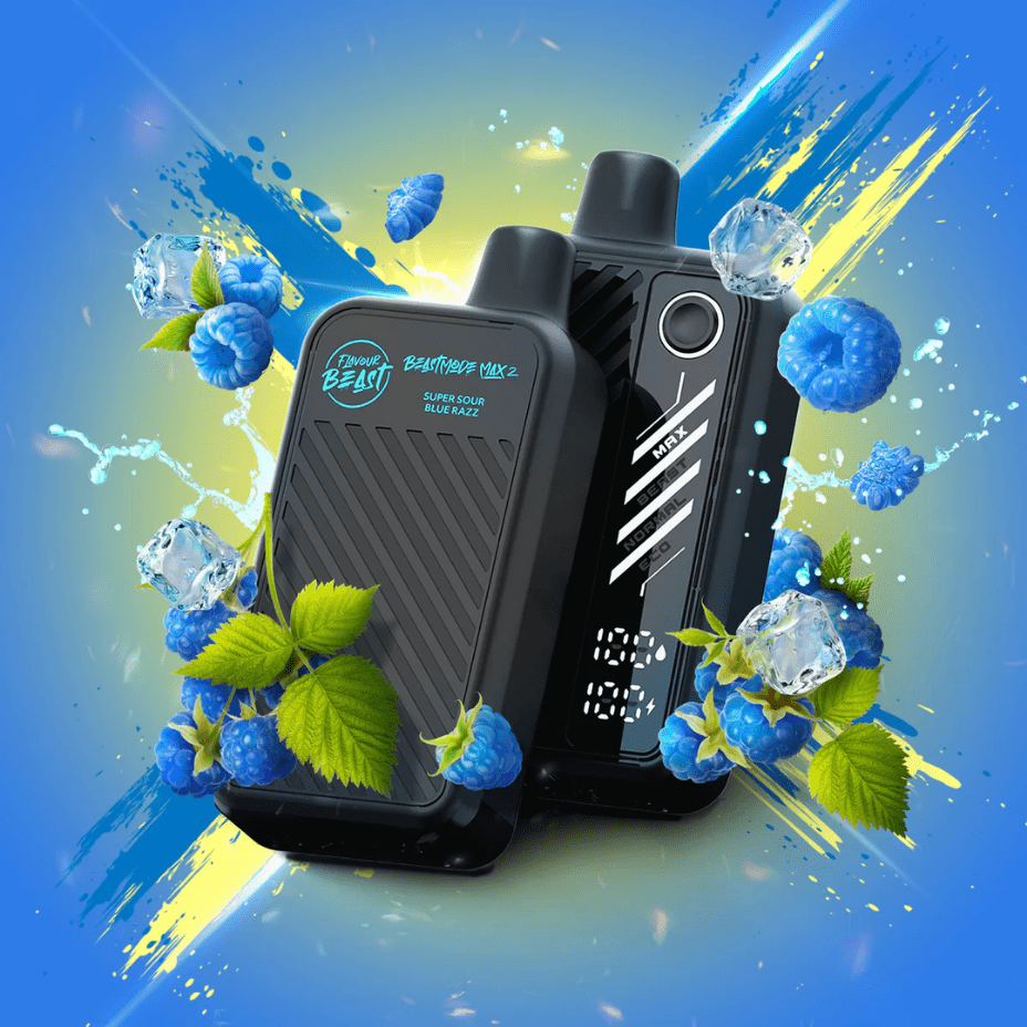 Flavour Beast Beast Mode Max 2 50K Disposable Vape - Sour Blue Razz ICED Vapexcape Vape and Bong Shop Regina Saskatchewan