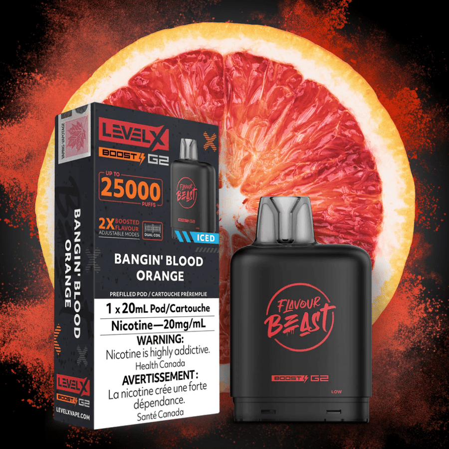 Flavour Beast Level X Boost G2 Pod - Bangin' Blood Orange 25000 Puffs / 20mg Vape Superstore  Saskatchewan Canada