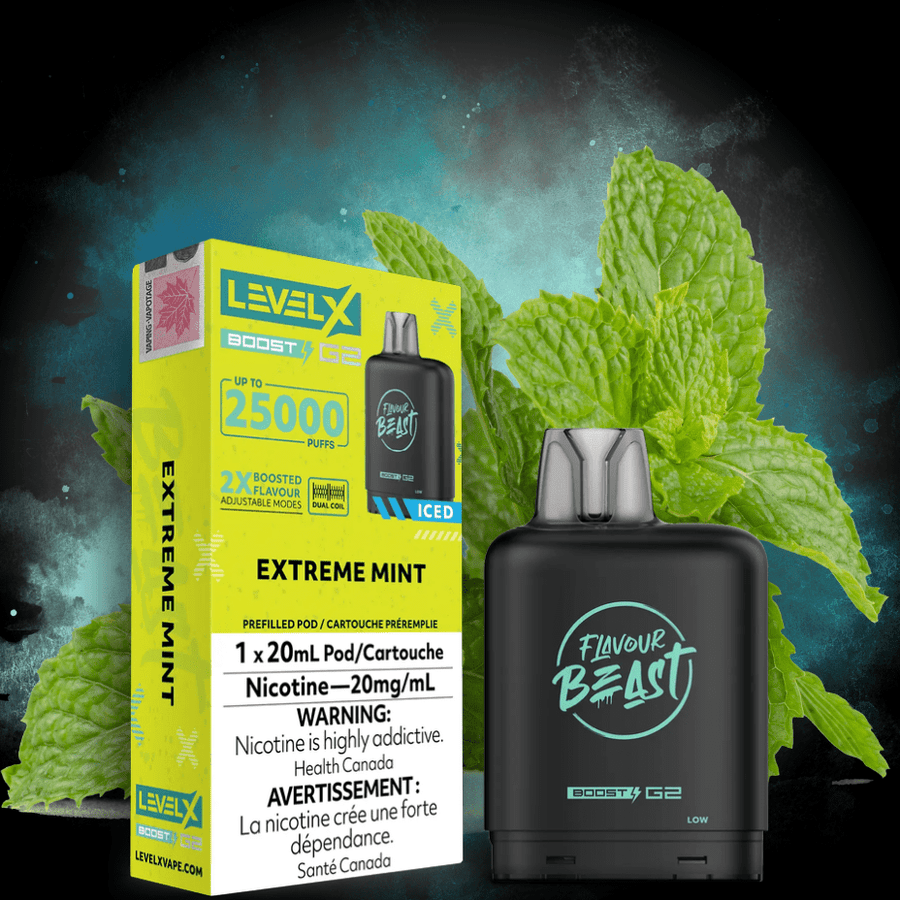 Flavour Beast Level X Boost G2 Pod - Extreme Mint Iced 25000 Puffs / 20mg Vape Superstore  Saskatchewan Canada