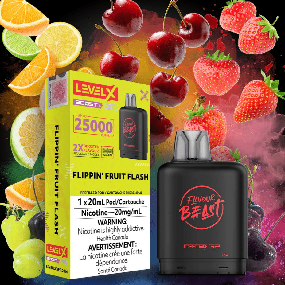 Flavour Beast Level X Boost G2 Pod - Flippin Fruit Flash 25000 Puffs / 20mg Vape Superstore  Saskatchewan Canada