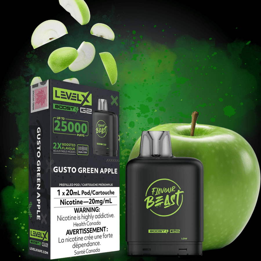 Flavour Beast Level X Boost G2 Pod - Gusto Green Apple 25000 Puffs / 20mg Vape Superstore  Saskatchewan Canada