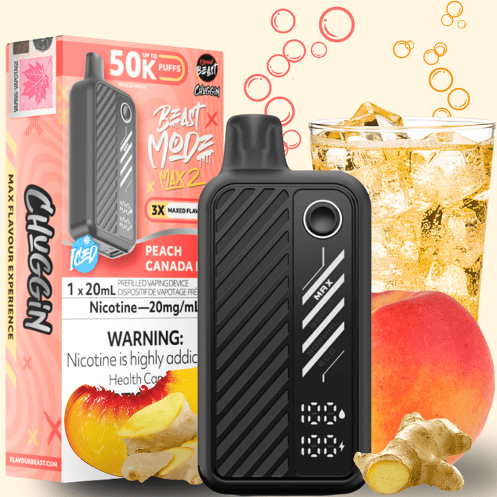 Flavour Beast Max 2 Disposable Vape-Peach Canada D ICED 50000 Puffs / 20mg Vapexcape Vape and Bong Shop Regina Saskatchewan