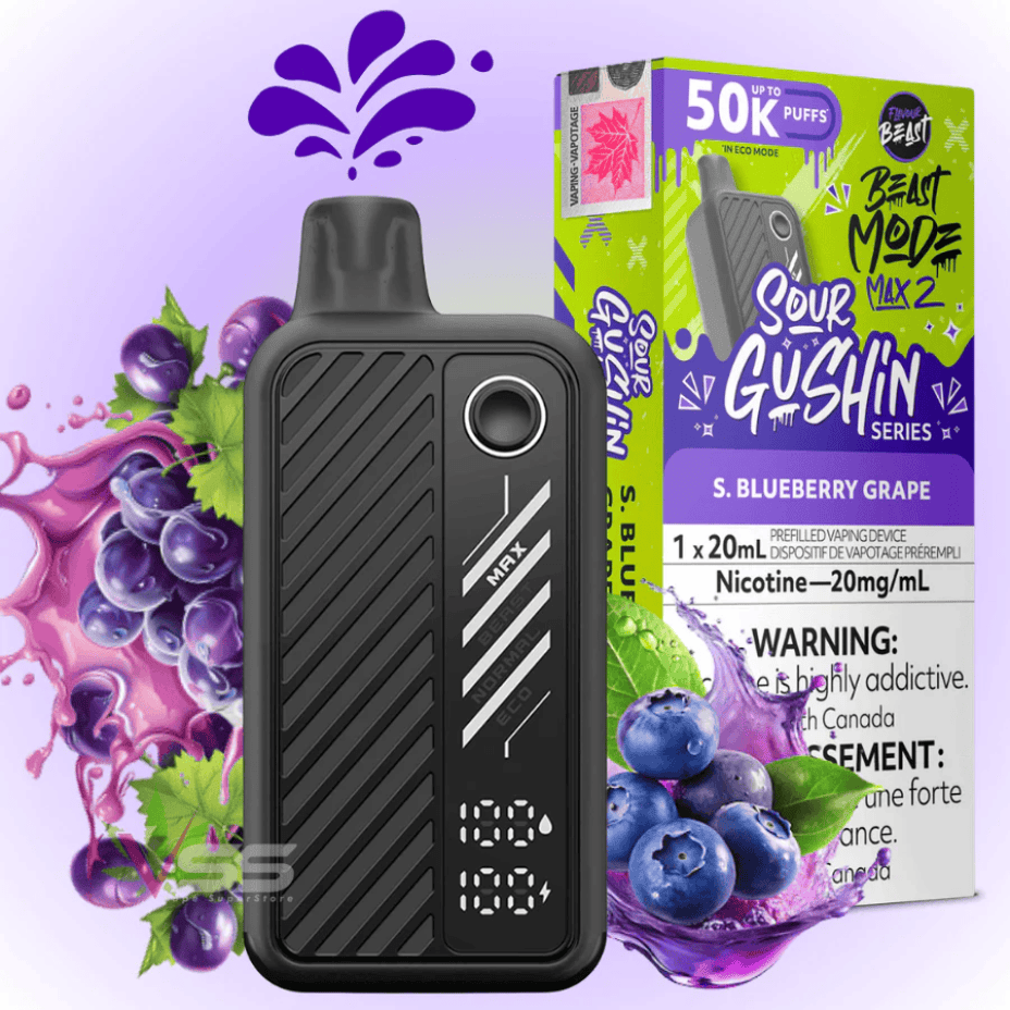 Flavour Beast Mode Max 2 50k Disposable Vape Gushin S. Blueberry Grape Vape Superstore  Saskatchewan Canada