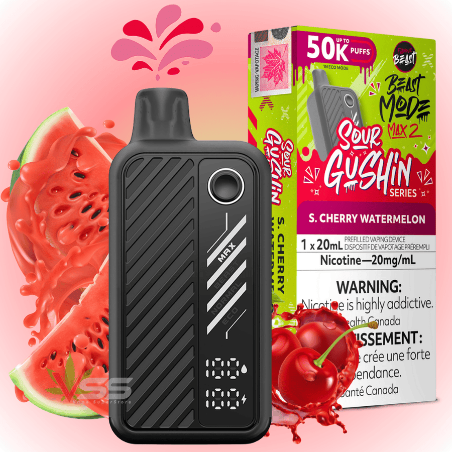 Flavour Beast Mode Max 2 50k Disposable Vape Gushin S. Cherry Watermelon Vape Superstore  Saskatchewan Canada