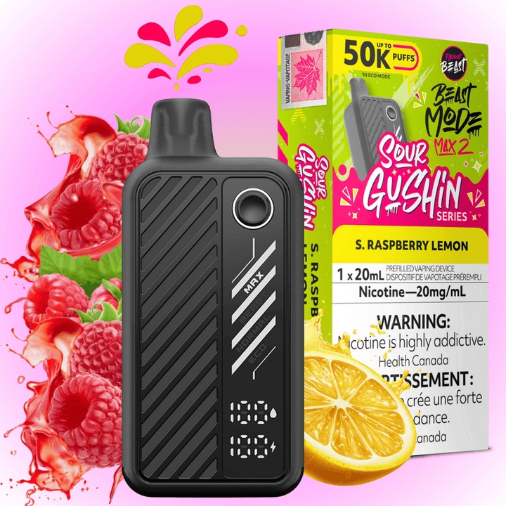 Flavour Beast Mode Max 2 50k Disposable Vape Gushin S. Raspberry Lemon Vape Superstore  Saskatchewan Canada