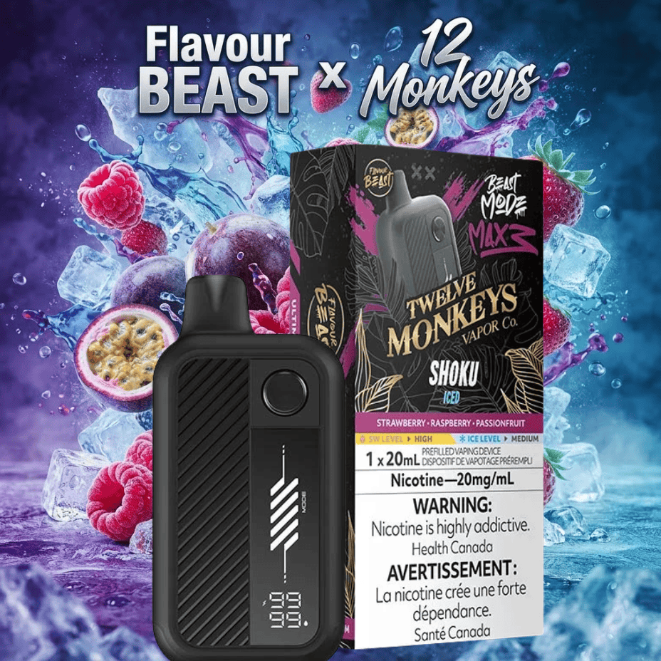 Flavour Beast Mode Max 3 60K Disposable Vape - 12 Monkey-Shoku Iced 60000 Puffs / 20mg Vape Superstore  Saskatchewan Canada