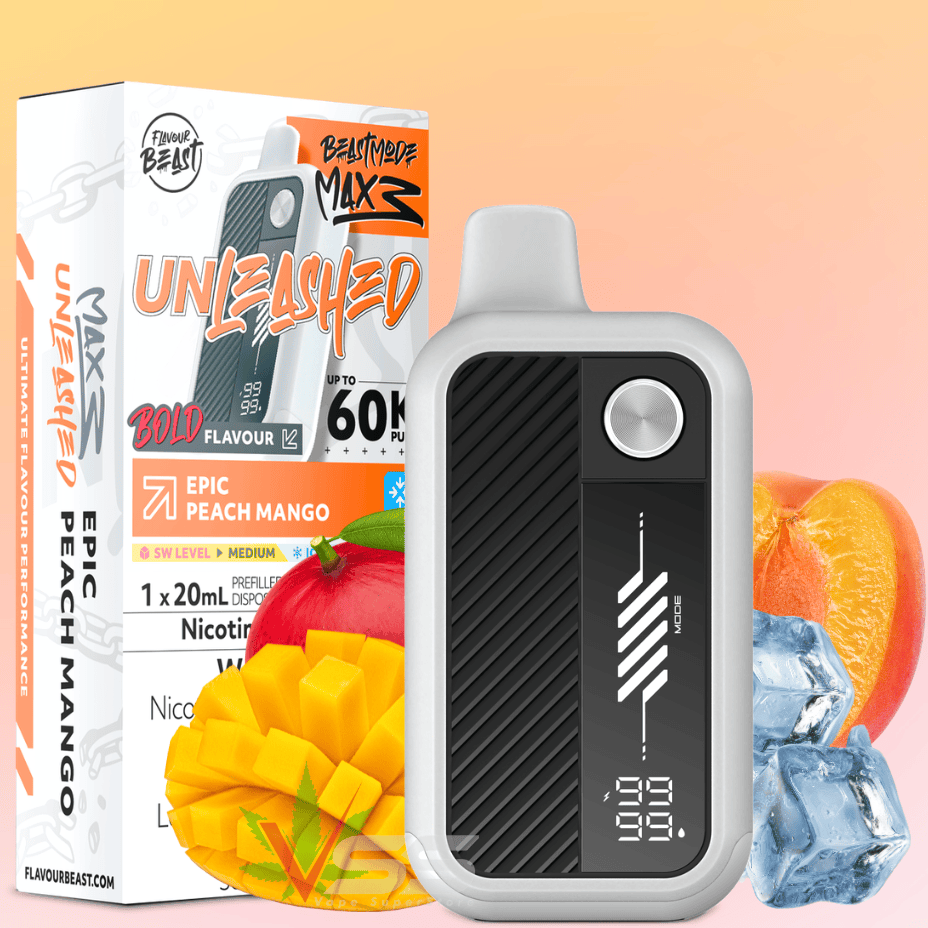 Flavour Beast Mode Max 3 60K Disposable Vape - Epic Peach Mango Ice 60000 Puffs / 20mg Vape Superstore  Saskatchewan Canada