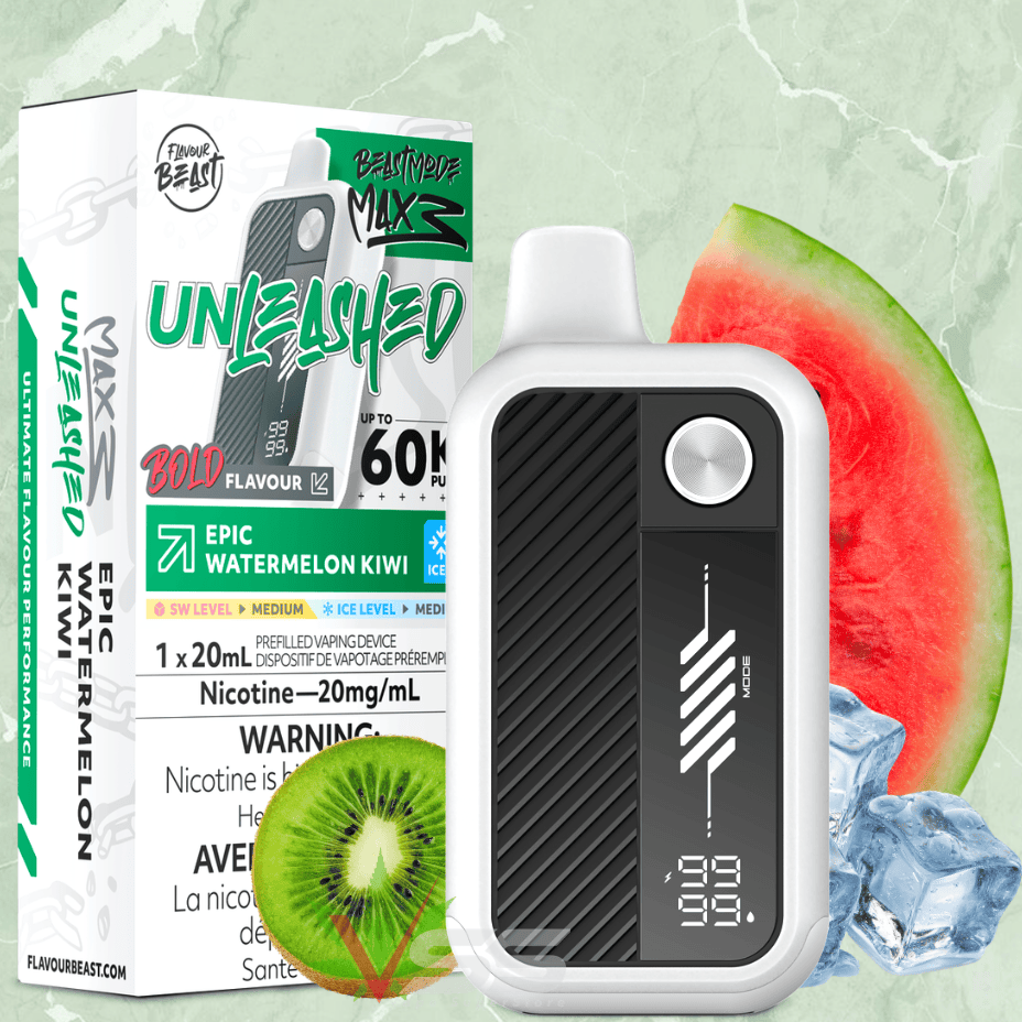 Flavour Beast Mode Max 3 60K Disposable Vape - Epic Watermelon Kiwi Ice 60000 Puffs / 20mg Vape Superstore  Saskatchewan Canada