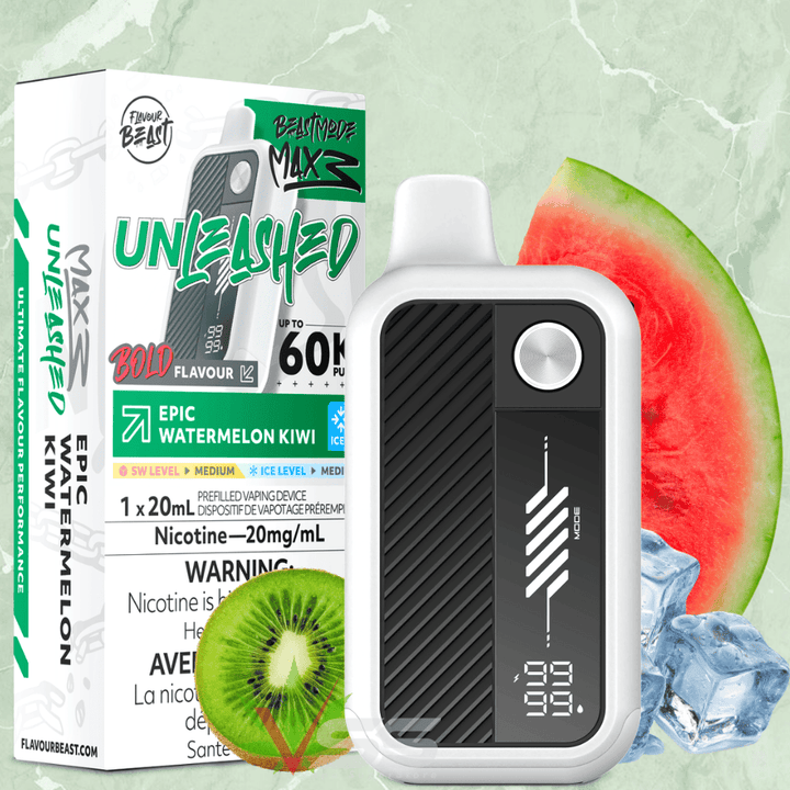 Flavour Beast Mode Max 3 60K Disposable Vape - Epic Watermelon Kiwi Ice 60000 Puffs / 20mg Vape Superstore  Saskatchewan Canada