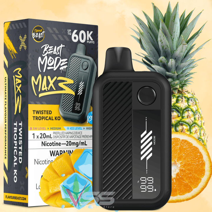 Flavour Beast Mode Max 3 60K Disposable Vape - Twisted Tropical KO Ice 60000 Puffs / 20mg Vape Superstore  Saskatchewan Canada