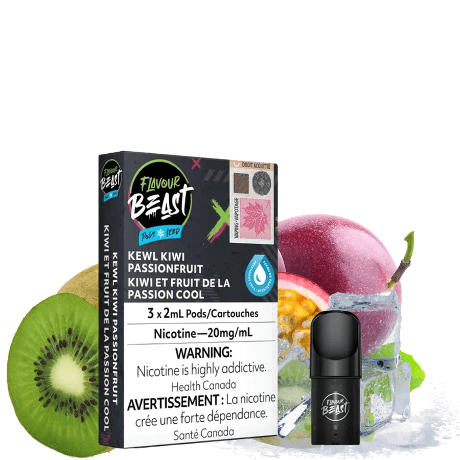 Flavour Beast Pods-Kewl Kiwi Passionfruit Iced (STLTH Compatible) 20mg Vapexcape Vape and Bong Shop Regina Saskatchewan