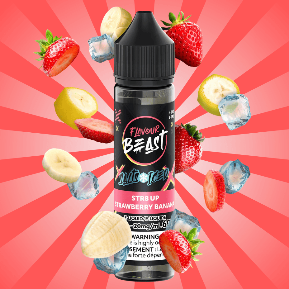 Flavour Beast Salt-STR8up Strawberry Banana ICED-60ml 60ml / 20mg Vape Superstore  Saskatchewan Canada