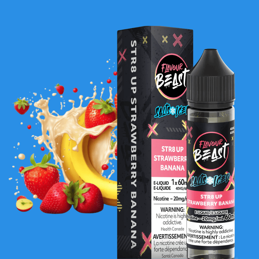 Flavour Beast Salt-STR8up Strawberry Banana ICED-60ml 60ml / 20mg Vapexcape Vape and Bong Shop Regina Saskatchewan