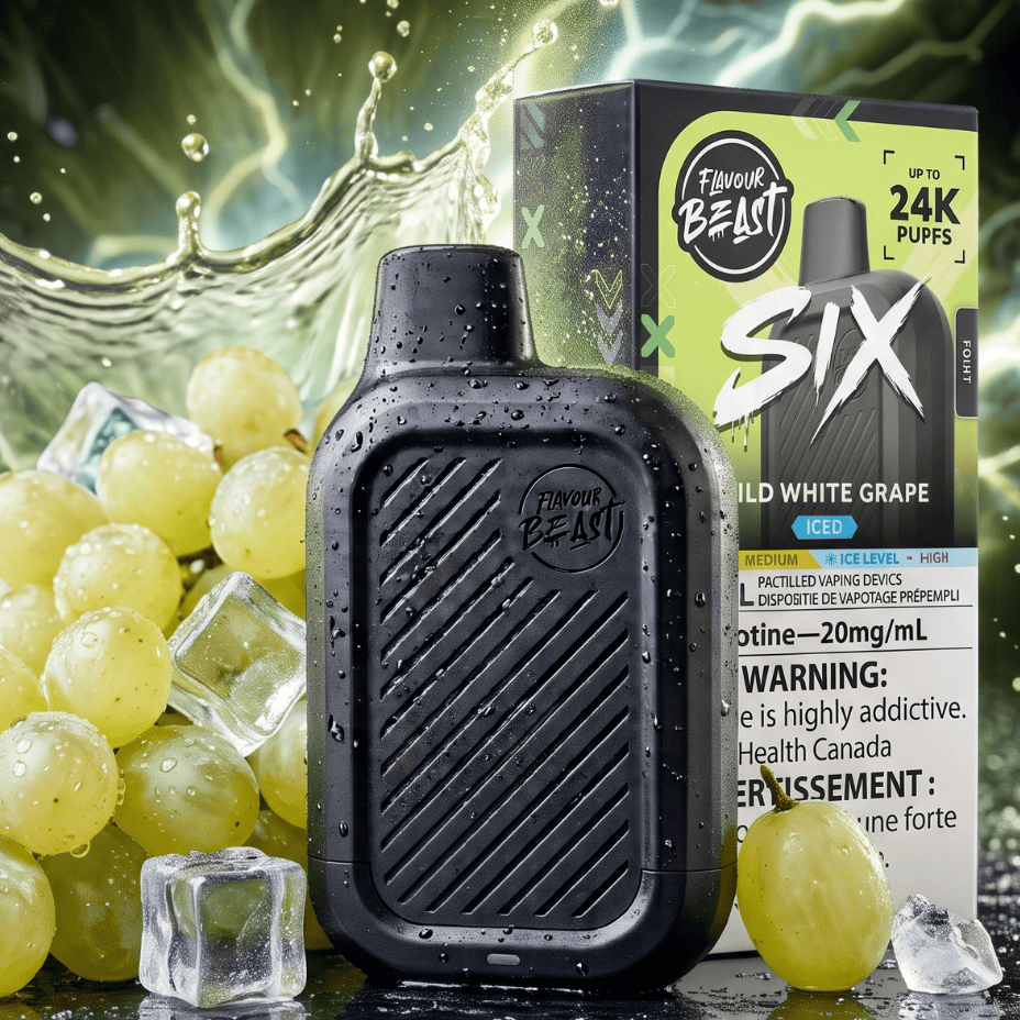 Flavour Beast SIX 24K Disposable Vape - Wild White Grape Iced 24000 Puffs / 20mg Vape Superstore  Saskatchewan Canada