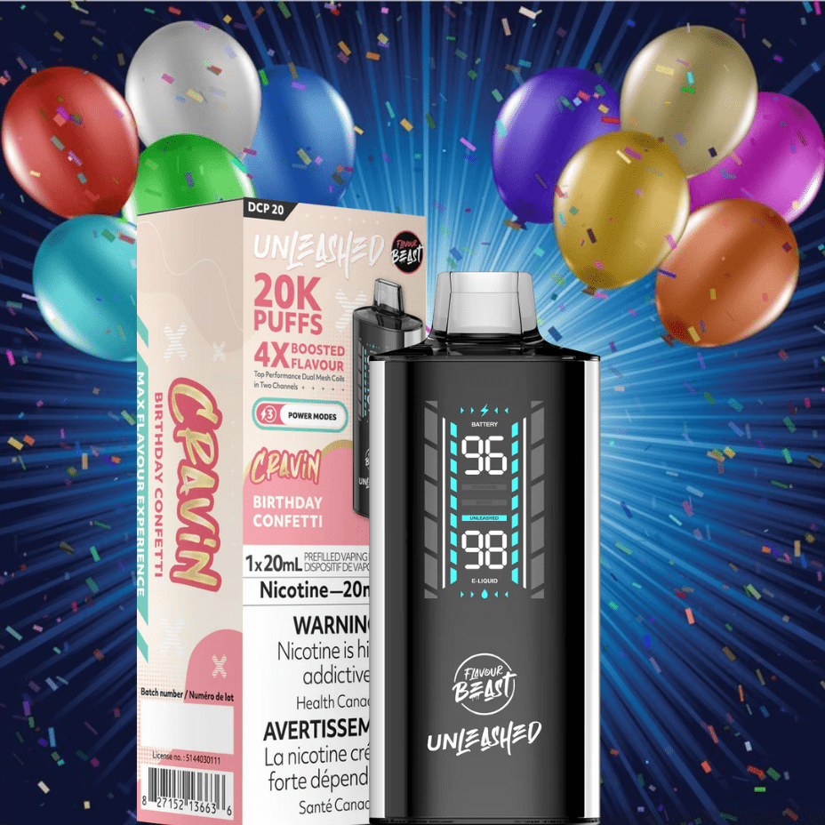 Flavour Beast Unleashed DCP 20K Disposable Vape - Birthday Confetti Vape Superstore  Saskatchewan Canada