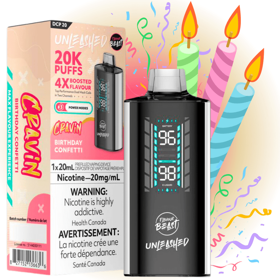 Flavour Beast Unleashed DCP 20K Disposable Vape - Birthday Confetti Vape Superstore  Saskatchewan Canada