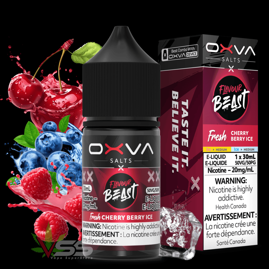 Flavour Beast x OXVA E-Liquid - Fresh Cherry Berry Ice Salt 30mL / 20mg Vape Superstore  Saskatchewan Canada