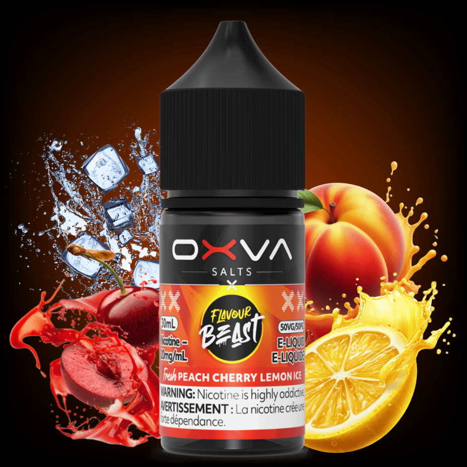 Flavour Beast x OXVA E-Liquid - Fresh Peach Cherry Lemon Ice Salt 30mL / 20mg Vape Superstore  Saskatchewan Canada