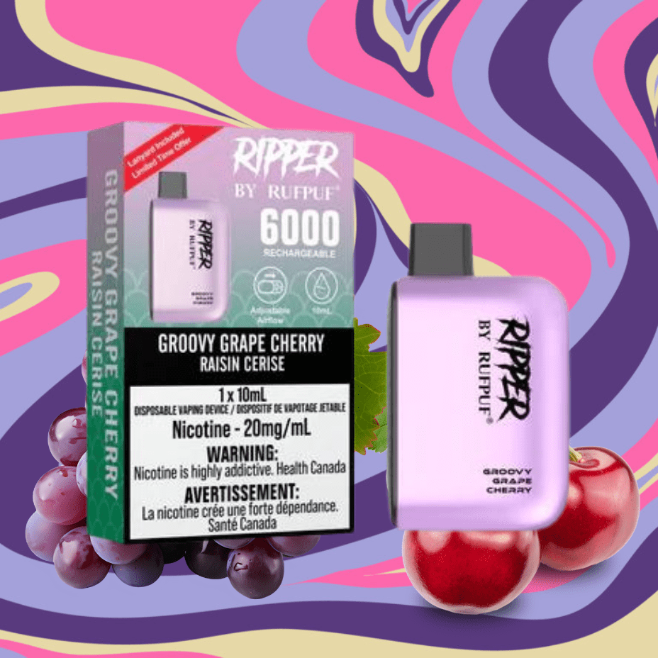 Gcore RufPuf Ripper 6000 Disposable Vape-Groovy Grape Cherry 6000 Puffs / 20mg Vapexcape Vape and Bong Shop Regina Saskatchewan