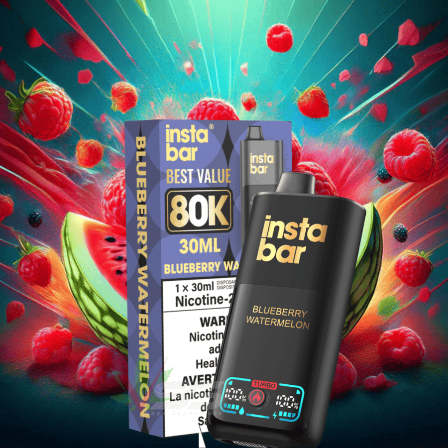 Insta Bar 80K Disposable Vape - Blueberry Watermelon 20mg / 30mL / 80000 Puffs Vape Superstore  Saskatchewan Canada