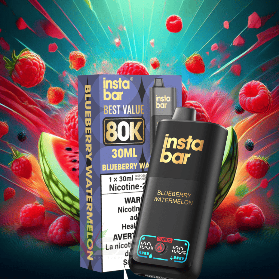 Insta Bar 80K Disposable Vape - Blueberry Watermelon 20mg / 30mL / 80000 Puffs Vape Superstore  Saskatchewan Canada