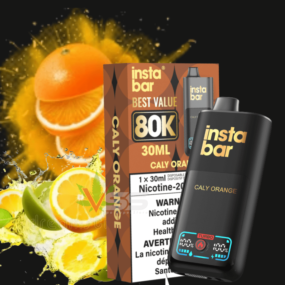 Insta Bar 80K Disposable Vape - Caly Orange 20mg / 30mL / 80000 Puffs Vape Superstore  Saskatchewan Canada