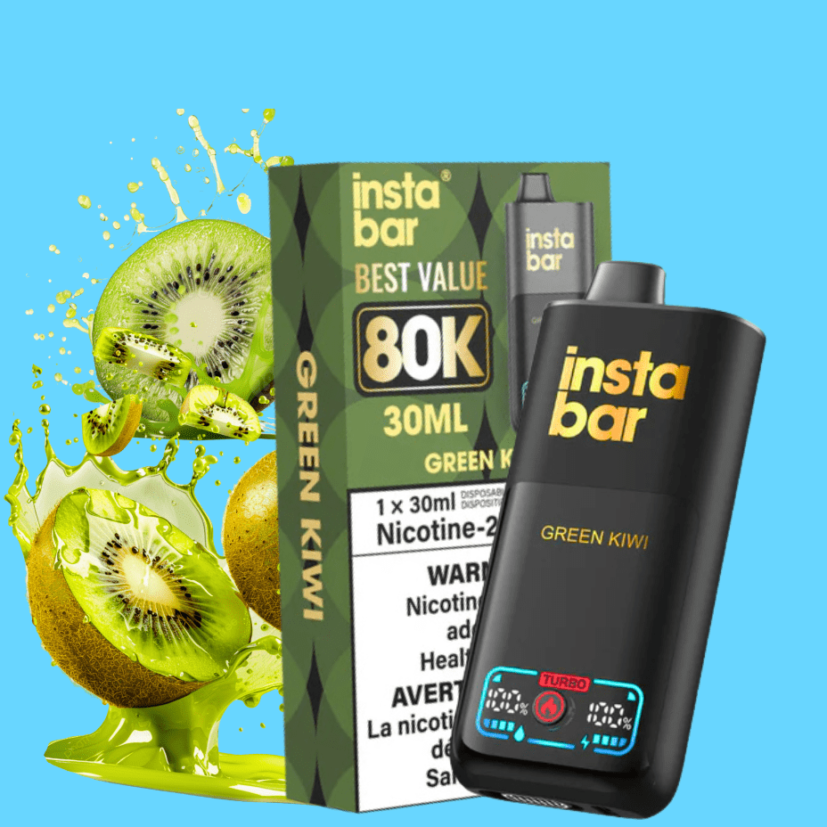 Insta Bar 80K Disposable Vape-Green Kiwi 20mg / 800000 Puffs Vape Superstore  Saskatchewan Canada