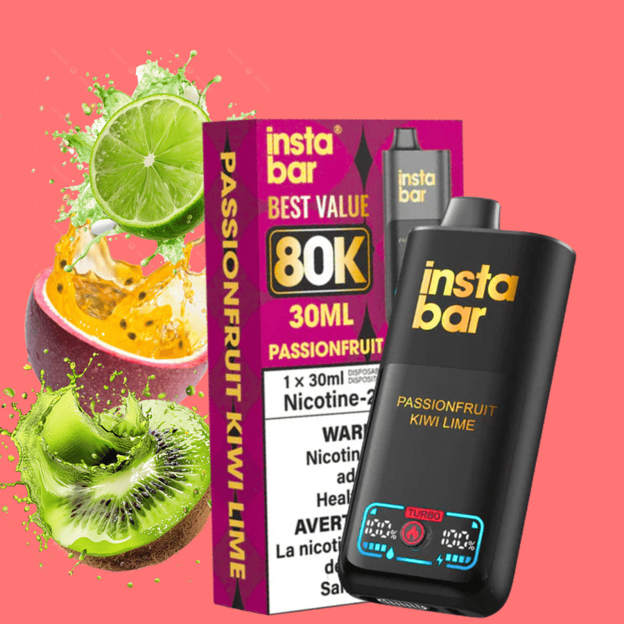 Insta Bar 80K Disposable Vape-Passionfruit Kiwi Lime 20mg / 80000 Puffs Vapexcape Vape and Bong Shop Regina Saskatchewan