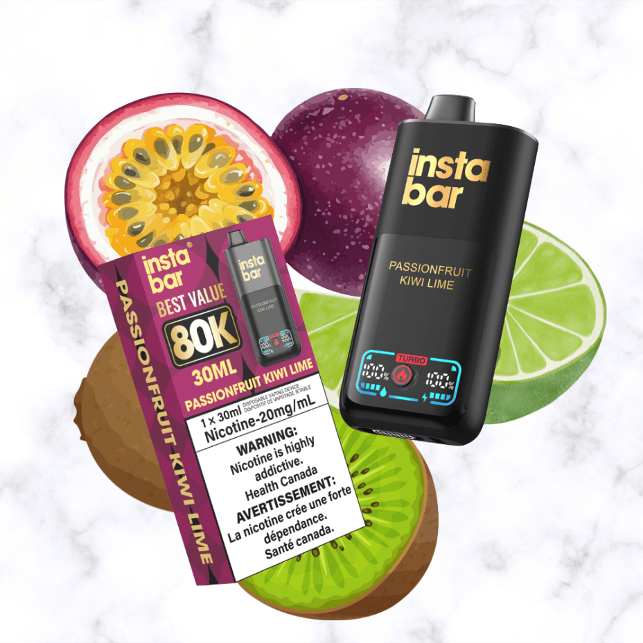 Insta Bar 80K Disposable Vape-Passionfruit Kiwi Lime 20mg / 80000 Puffs Vapexcape Vape and Bong Shop Regina Saskatchewan