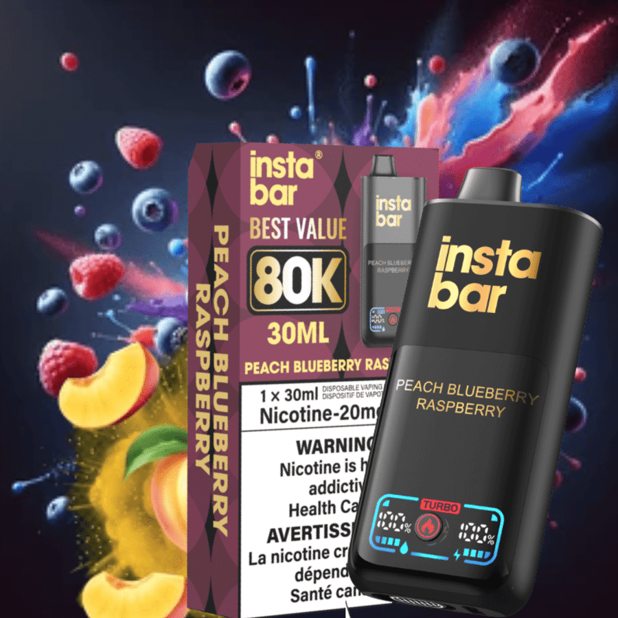 Insta Bar 80K Disposable Vape-Peach Blueberry Raspberry 20mg / 80000 Puffs Vape Superstore  Saskatchewan Canada