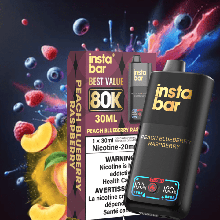 Insta Bar 80K Disposable Vape-Peach Blueberry Raspberry 20mg / 80000 Puffs Vapexcape Vape and Bong Shop Regina Saskatchewan