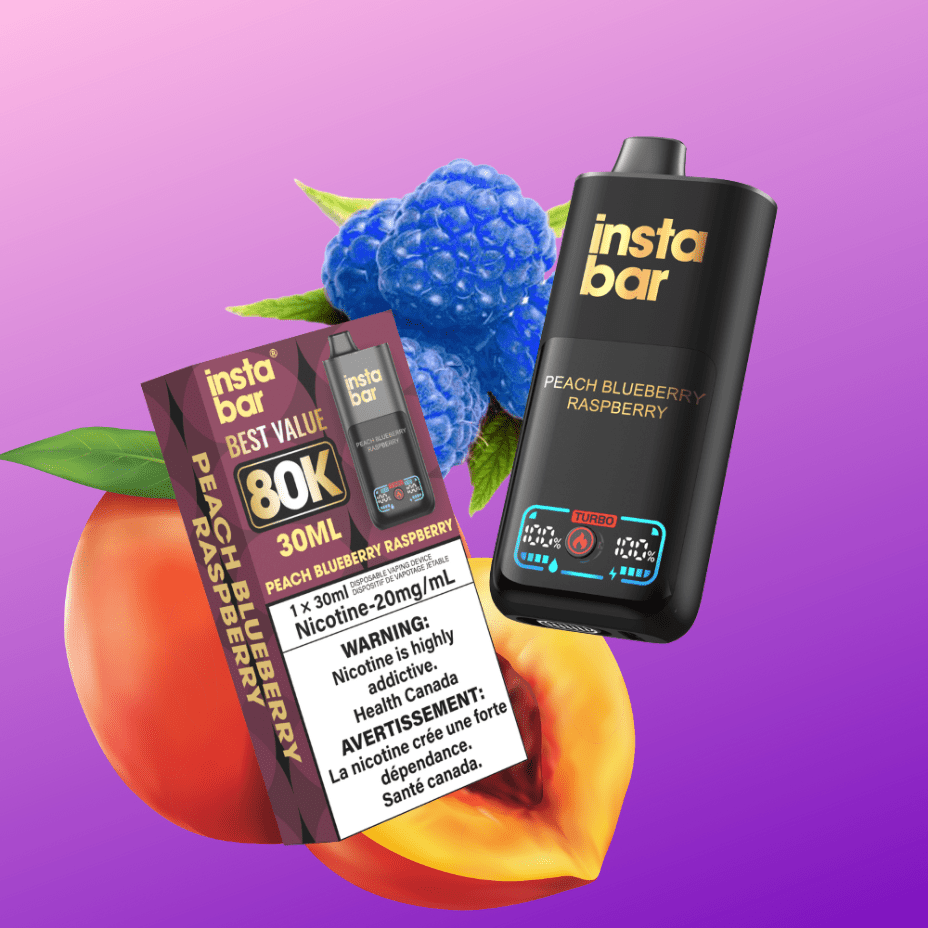 Insta Bar 80K Disposable Vape-Peach Blueberry Raspberry 20mg / 80000 Puffs Vapexcape Vape and Bong Shop Regina Saskatchewan