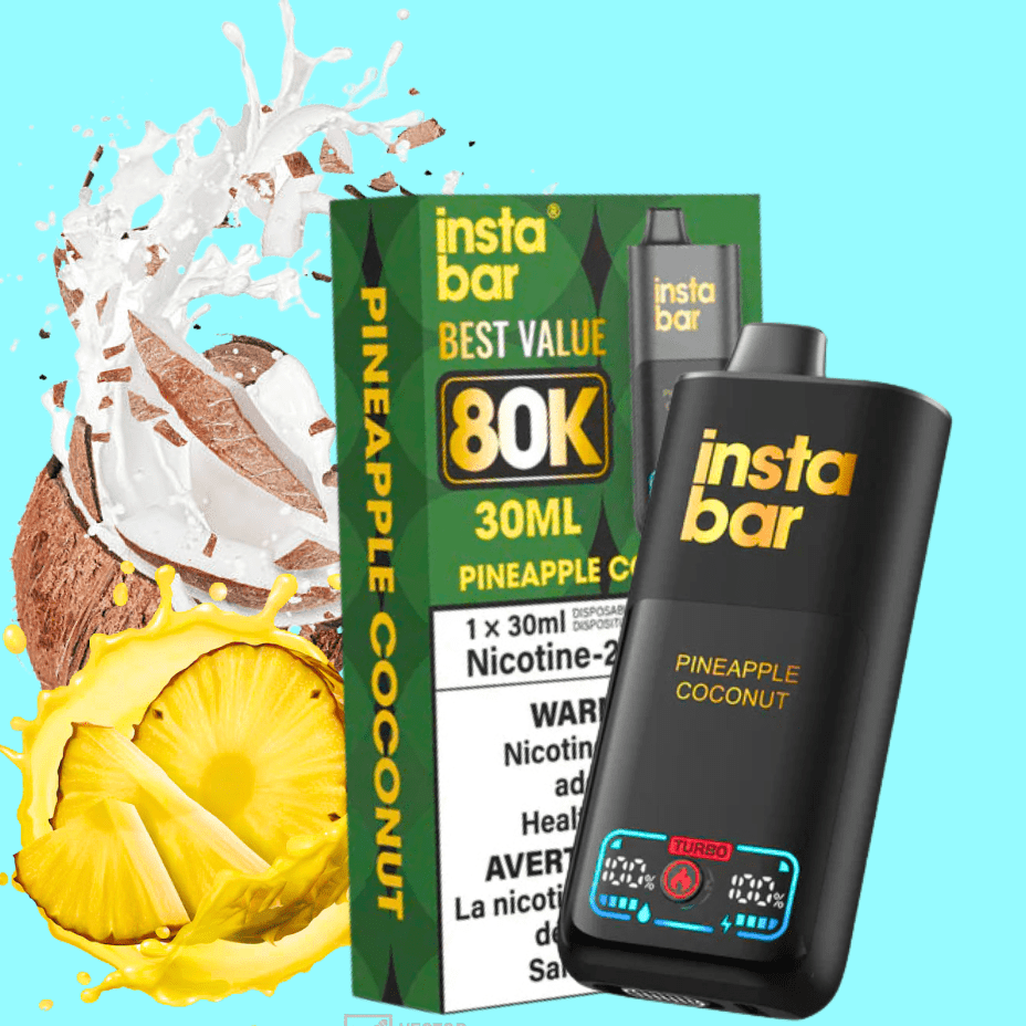 Insta Bar 80K Disposable Vape-Pineapple Coconut 20mg / 80000 Puffs Vapexcape Vape and Bong Shop Regina Saskatchewan