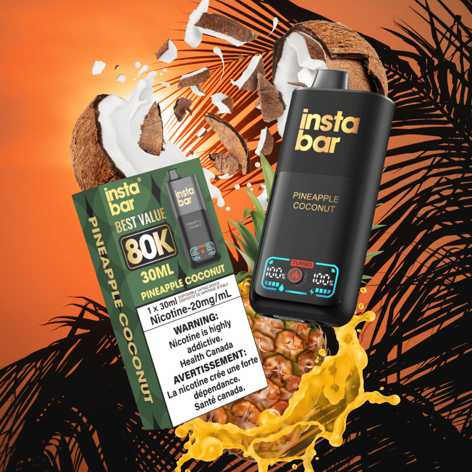 Insta Bar 80K Disposable Vape-Pineapple Coconut 20mg / 80000 Puffs Vapexcape Vape and Bong Shop Regina Saskatchewan