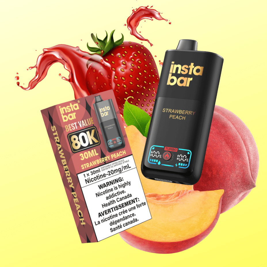 Insta Bar 80K Disposable Vape-Strawberry Peach 20mg / 80000 Puffs Vape Superstore  Saskatchewan Canada