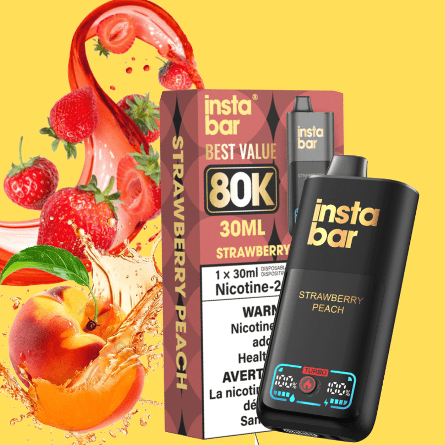 Insta Bar 80K Disposable Vape-Strawberry Peach 20mg / 80000 Puffs Vapexcape Vape and Bong Shop Regina Saskatchewan