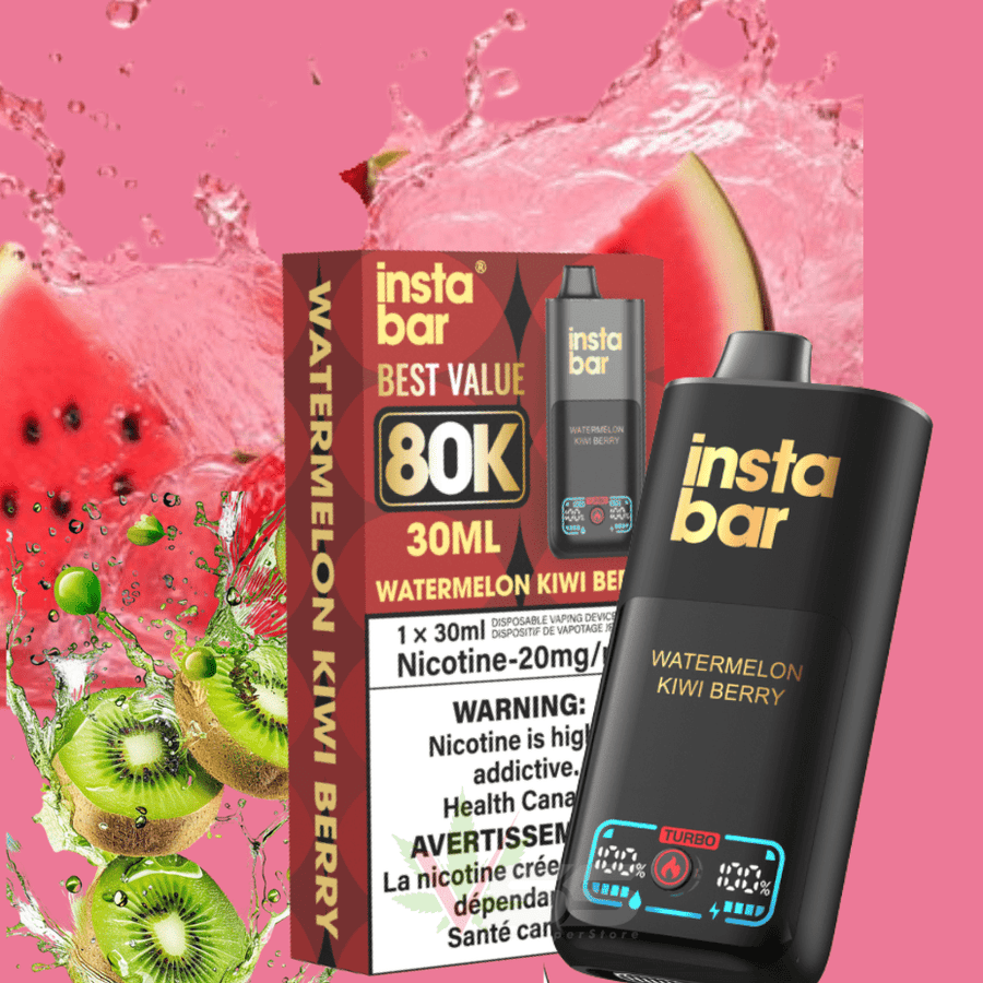 Insta Bar 80K Disposable Vape-Watermelon Kiwi Berry 20mg / 80000 Puffs Vapexcape Vape and Bong Shop Regina Saskatchewan