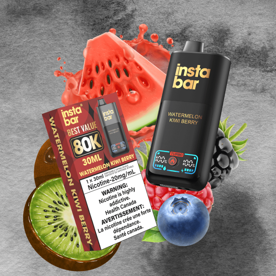 Insta Bar 80K Disposable Vape-Watermelon Kiwi Berry 20mg / 80000 Puffs Vapexcape Vape and Bong Shop Regina Saskatchewan