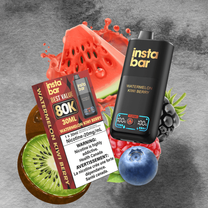 Insta Bar 80K Disposable Vape-Watermelon Kiwi Berry 20mg / 80000 Puffs Vapexcape Vape and Bong Shop Regina Saskatchewan