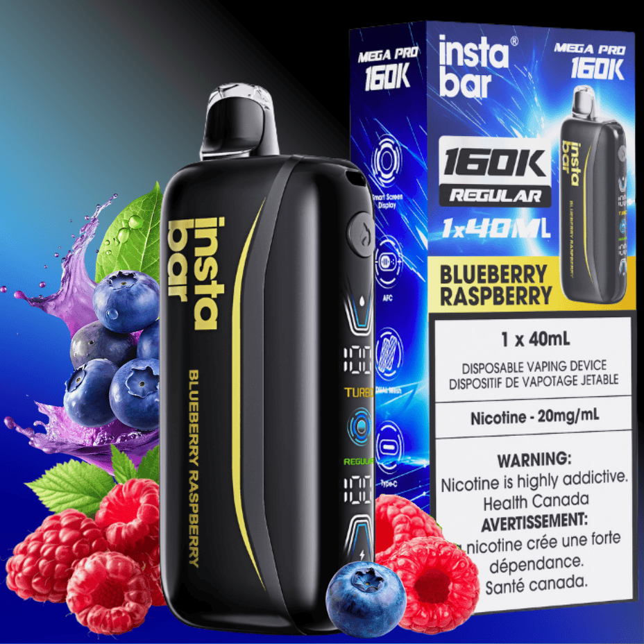 Insta Bar Mega Pro 160K Disposable Vape - Blueberry Raspberry 160000 Puffs / 20mg Vape Superstore  Saskatchewan Canada