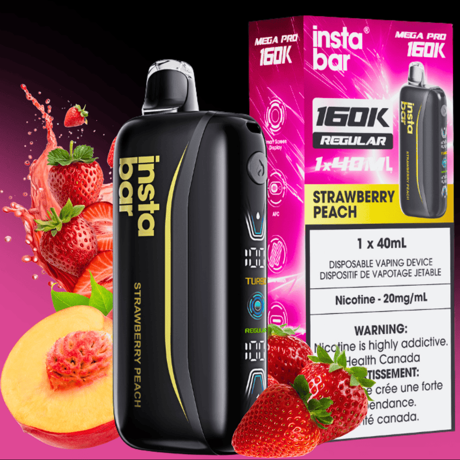 Insta Bar Mega Pro 160K Disposable Vape - Strawberry Peach 160000 Puffs / 20mg Vape Superstore  Saskatchewan Canada