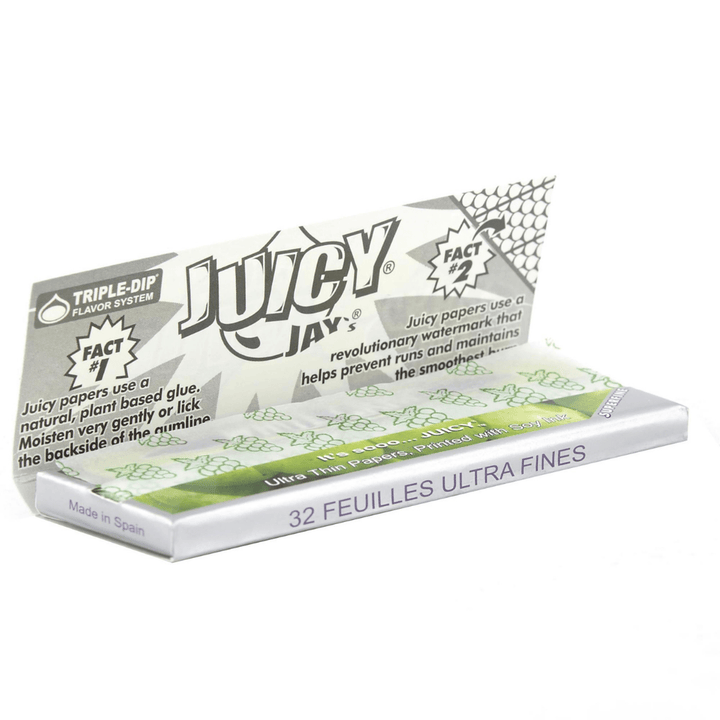 Juicy Jay's Super Fine White Grape Flavoured Rolling Papers 1 1/4 1¼ / White Grape Vapexcape Vape and Bong Shop Regina Saskatchewan