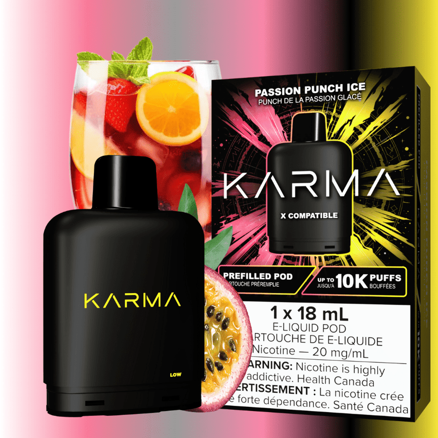 Karma 10k Puff Pod-Passion Punch Ice 18ml / 20mg Vape Superstore  Saskatchewan Canada