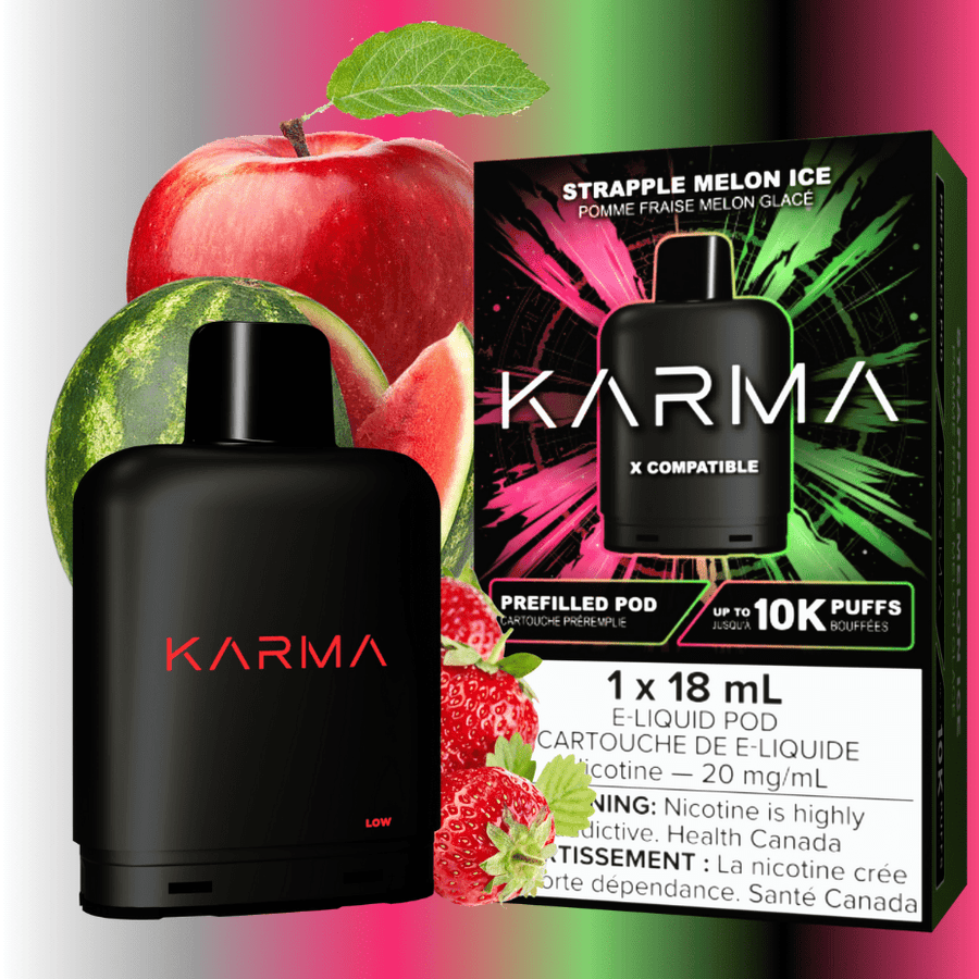 Karma 10k Puff Pod-Strapple Melon Ice 18ml / 20mg Vapexcape Vape and Bong Shop Regina Saskatchewan