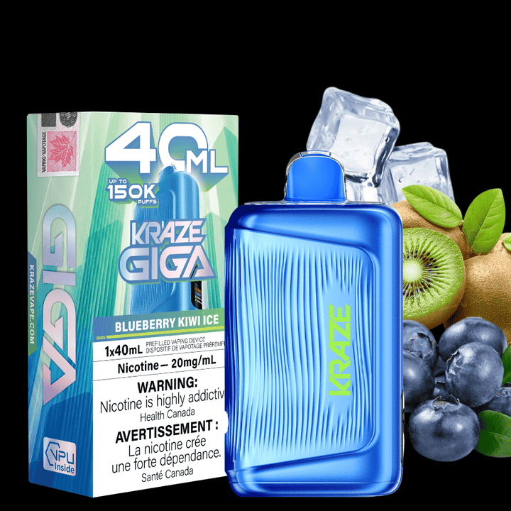 Kraze Giga 150K Disposable Vape - Blueberry Kiwi Ice Vape Superstore  Saskatchewan Canada