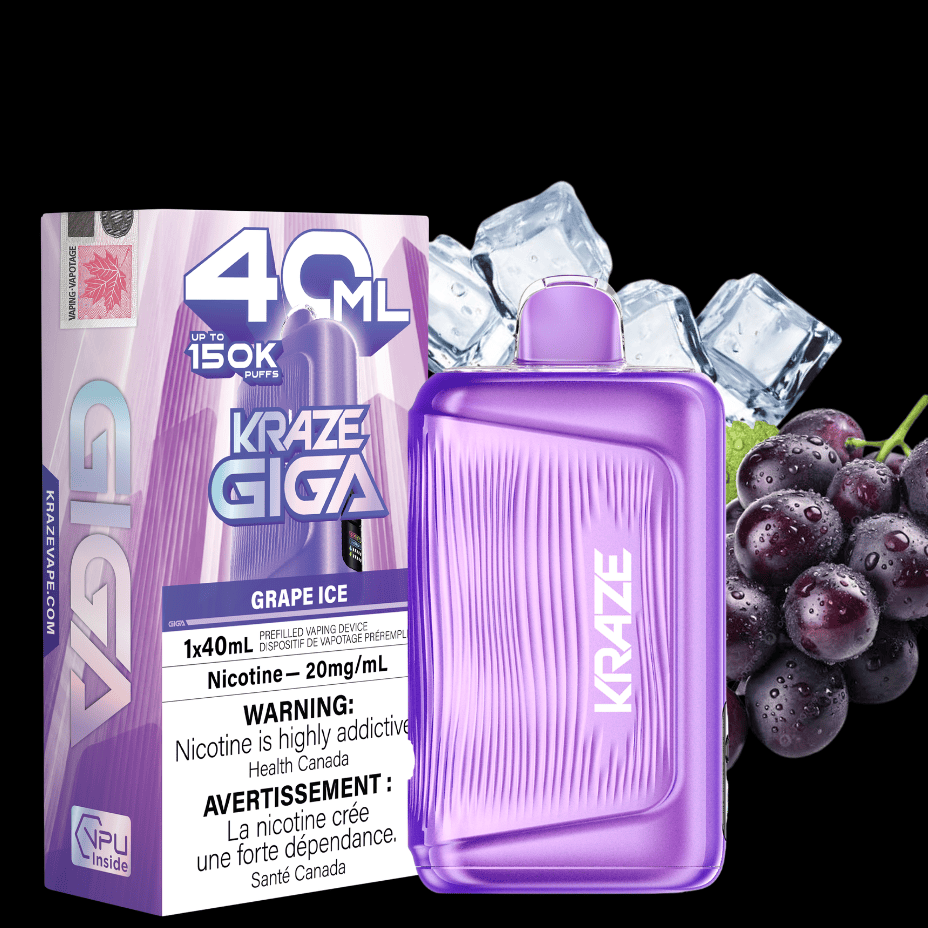 Kraze Giga 150K Disposable Vape - Grape Ice Vape Superstore  Saskatchewan Canada