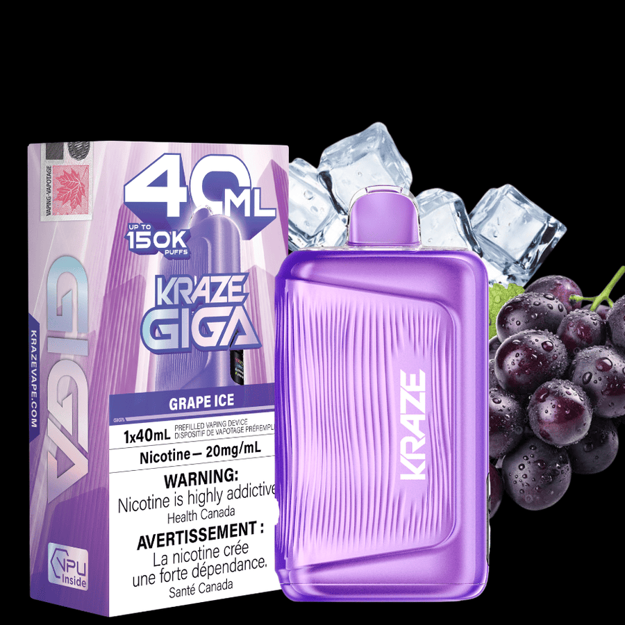 Kraze Giga 150K Disposable Vape - Grape Ice Vape Superstore  Saskatchewan Canada