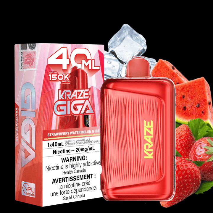 Kraze Giga 150K Disposable Vape - Strawberry Watermelon G Ice Vape Superstore  Saskatchewan Canada